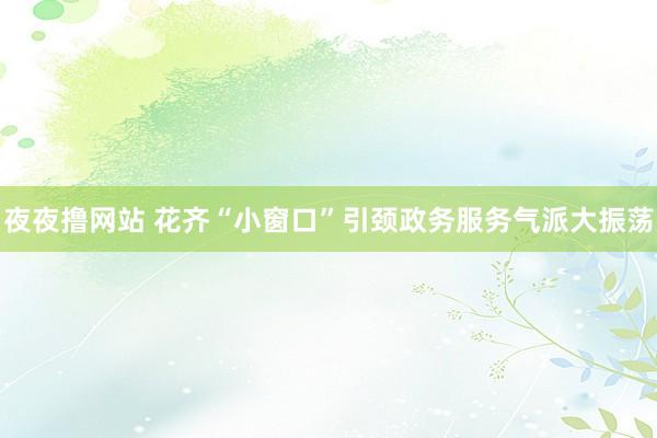 夜夜撸网站 花齐“小窗口”引颈政务服务气派大振荡