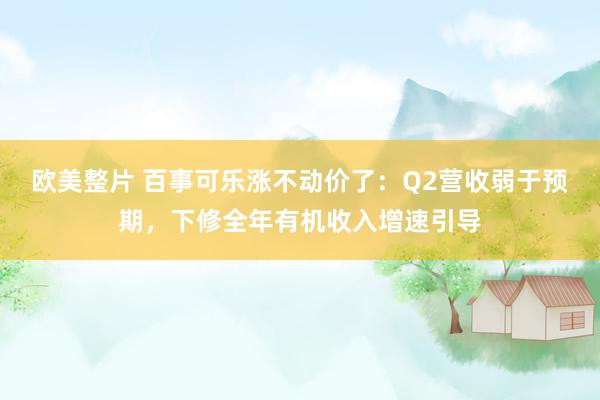 欧美整片 百事可乐涨不动价了：Q2营收弱于预期，下修全年有机收入增速引导