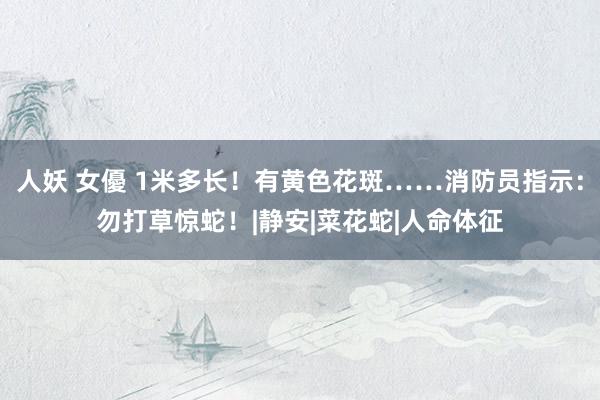 人妖 女優 1米多长！有黄色花斑……消防员指示：勿打草惊蛇！|静安|菜花蛇|人命体征