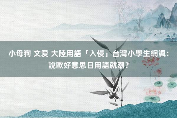 小母狗 文爱 大陸用語「入侵」台灣小學生　網諷：說歐好意思日用語就潮？