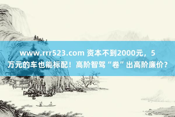 www.rrr523.com 资本不到2000元，5万元的车也能标配！高阶智驾“卷”出高阶廉价？