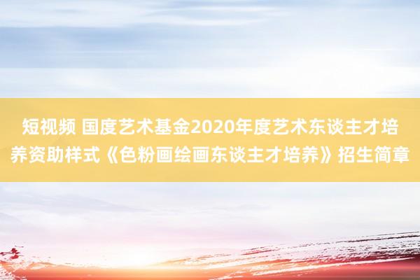 短视频 国度艺术基金2020年度艺术东谈主才培养资助样式《色粉画绘画东谈主才培养》招生简章