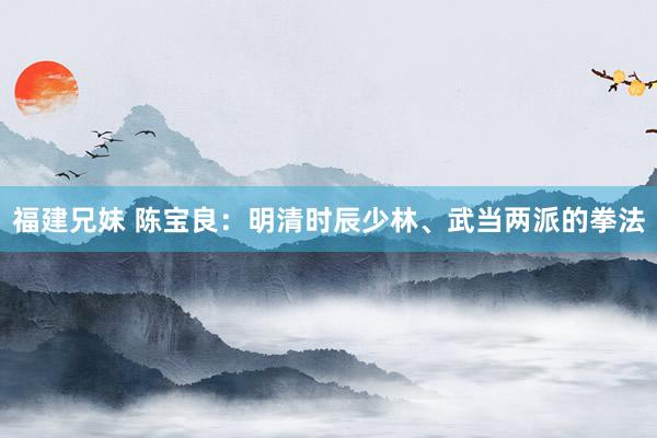 福建兄妹 陈宝良：明清时辰少林、武当两派的拳法